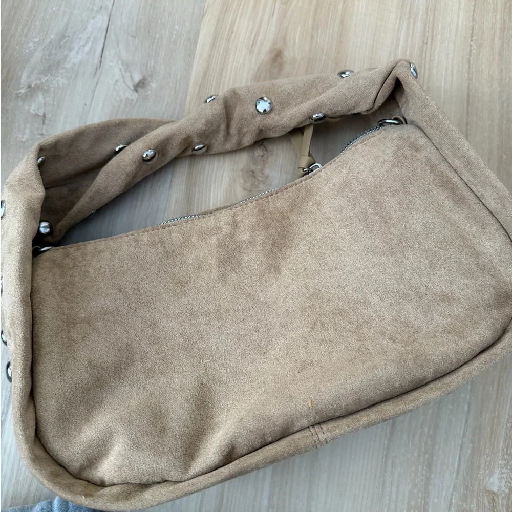 Studded Tan Shoulder Bag - Picture 6 of 11